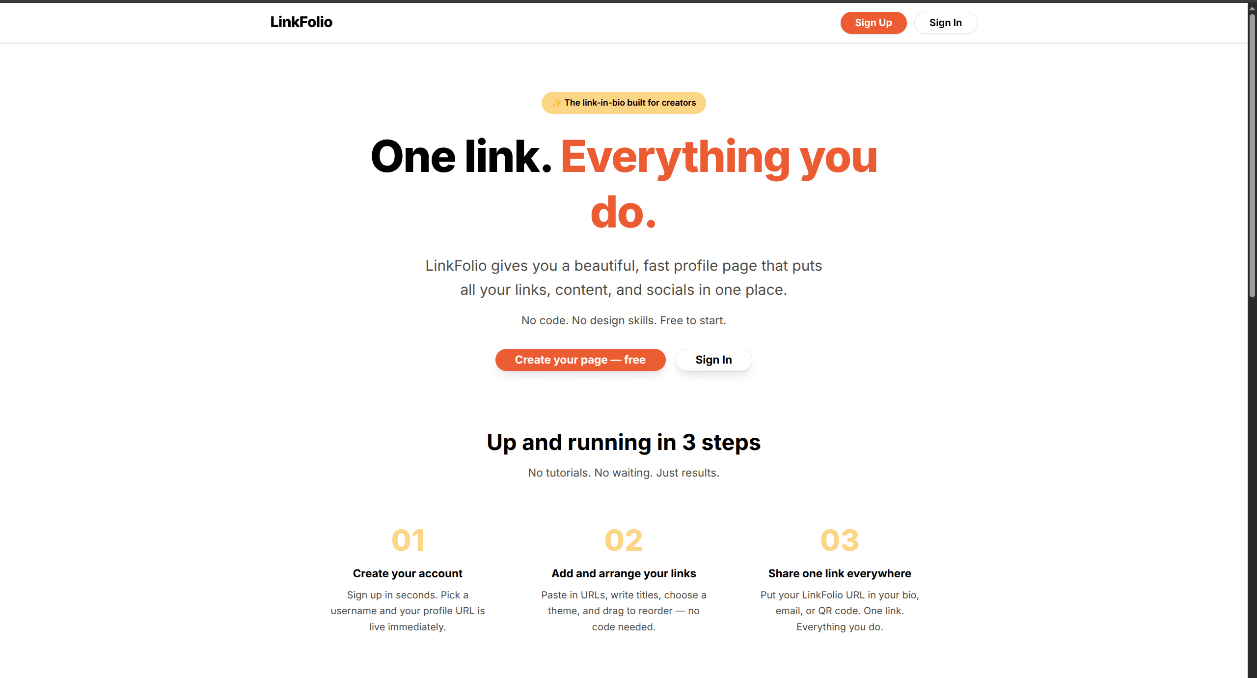 LinkFolio screenshot